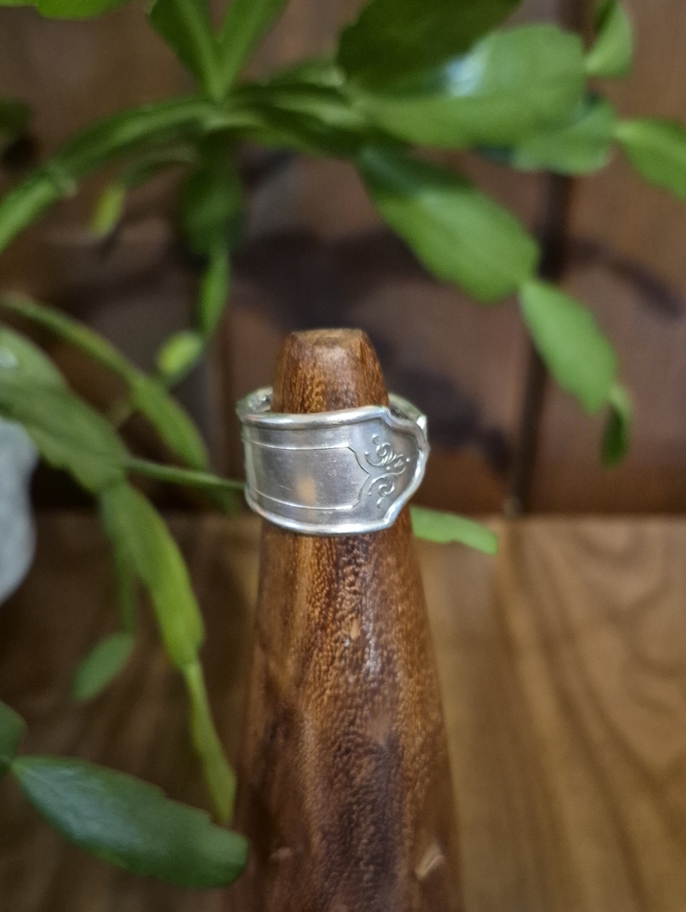 Handcrafted Silver Spoon Ring in Silver Tone